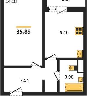 1-к квартира, вторичка, 36м2, 12/15 этаж