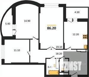 3-к квартира, вторичка, 86м2, 22/25 этаж