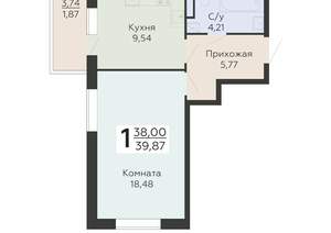 1-к квартира, вторичка, 40м2, 11/19 этаж