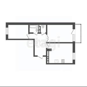 2-к квартира, вторичка, 55м2, 1/10 этаж