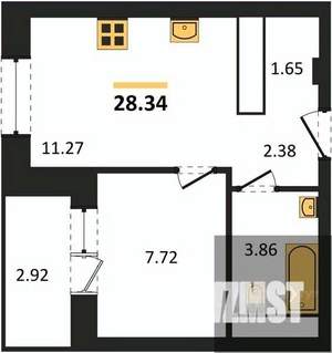 1-к квартира, вторичка, 28м2, 12/25 этаж
