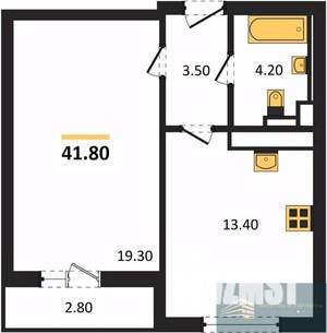 1-к квартира, вторичка, 42м2, 8/17 этаж
