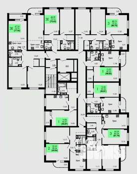 1-к квартира, строящийся дом, 41м2, 2/9 этаж