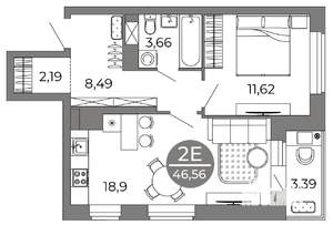 2-к квартира, вторичка, 47м2, 7/25 этаж
