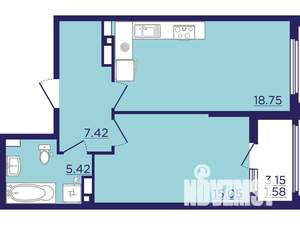 1-к квартира, вторичка, 48м2, 13/18 этаж