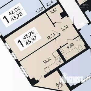 1-к квартира, вторичка, 46м2, 9/10 этаж