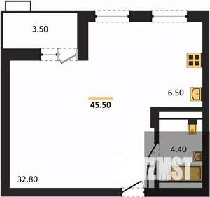 Студия квартира, вторичка, 46м2, 3/15 этаж
