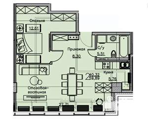 3-к квартира, строящийся дом, 60м2, 14/17 этаж
