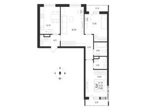 3-к квартира, вторичка, 80м2, 11/17 этаж