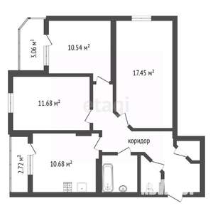 3-к квартира, вторичка, 69м2, 2/13 этаж