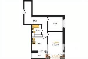2-к квартира, вторичка, 55м2, 5/25 этаж