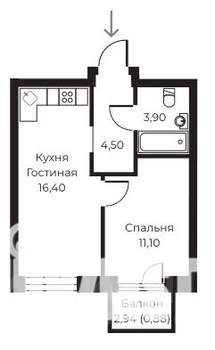 1-к квартира, вторичка, 36м2, 3/14 этаж