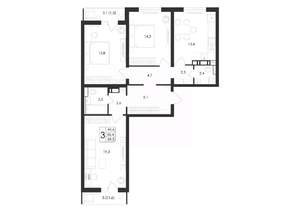 3-к квартира, вторичка, 90м2, 17/17 этаж