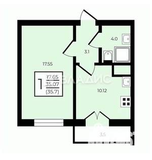 1-к квартира, вторичка, 36м2, 14/15 этаж