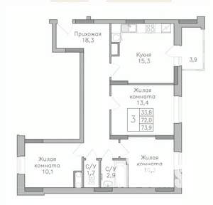 3-к квартира, строящийся дом, 738м2, 15/25 этаж