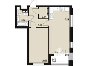1-к квартира, вторичка, 55м2, 13/23 этаж