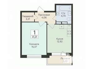 1-к квартира, вторичка, 41м2, 11/16 этаж