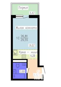 Студия квартира, вторичка, 30м2, 7/16 этаж