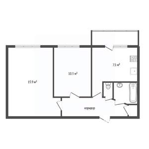 2-к квартира, вторичка, 43м2, 9/9 этаж