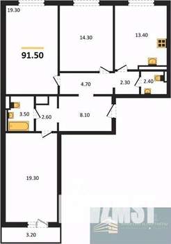 3-к квартира, вторичка, 92м2, 6/17 этаж