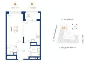1-к квартира, вторичка, 45м2, 6/17 этаж