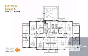 2-к квартира, вторичка, 56м2, 8/17 этаж