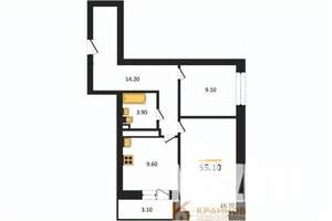 2-к квартира, вторичка, 55м2, 3/25 этаж