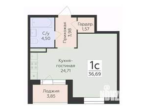Студия квартира, строящийся дом, 40м2, 8/12 этаж