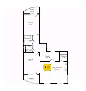 3-к квартира, строящийся дом, 90м2, 14/25 этаж