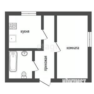 1-к квартира, вторичка, 31м2, 5/5 этаж