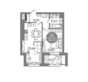 2-к квартира, вторичка, 56м2, 2/9 этаж