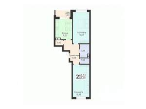 2-к квартира, вторичка, 68м2, 3/18 этаж
