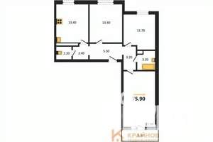 3-к квартира, вторичка, 76м2, 9/17 этаж