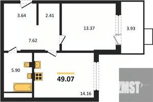 1-к квартира, вторичка, 49м2, 3/21 этаж