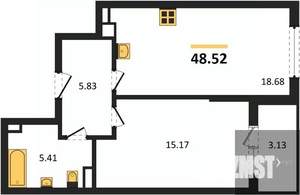 1-к квартира, вторичка, 49м2, 4/22 этаж
