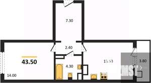 1-к квартира, вторичка, 44м2, 9/17 этаж