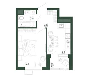 1-к квартира, строящийся дом, 34м2, 2/13 этаж