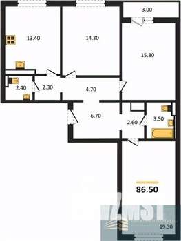 3-к квартира, вторичка, 87м2, 3/17 этаж