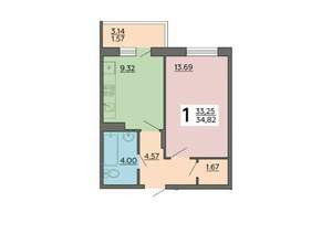 1-к квартира, вторичка, 35м2, 5/19 этаж