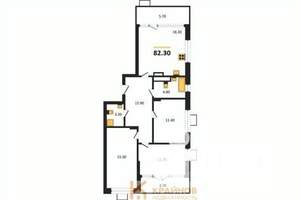 3-к квартира, строящийся дом, 82м2, 13/14 этаж