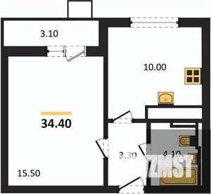 1-к квартира, вторичка, 34м2, 8/19 этаж