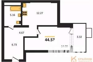 1-к квартира, вторичка, 45м2, 3/21 этаж