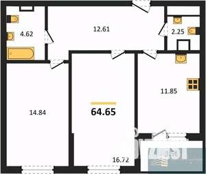 2-к квартира, вторичка, 65м2, 2/18 этаж