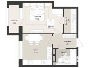 1-к квартира, вторичка, 39м2, 3/14 этаж