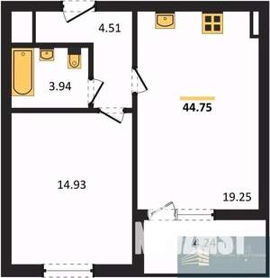 1-к квартира, вторичка, 45м2, 11/18 этаж