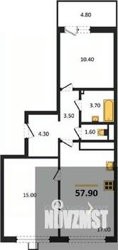 2-к квартира, вторичка, 58м2, 17/17 этаж