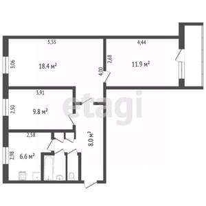 3-к квартира, вторичка, 58м2, 9/9 этаж