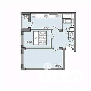 2-к квартира, вторичка, 61м2, 8/13 этаж