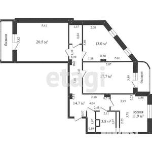 3-к квартира, вторичка, 86м2, 5/17 этаж