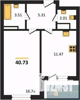1-к квартира, вторичка, 41м2, 13/18 этаж